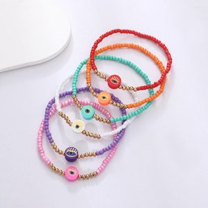 Strand frisado pulseira mão tecido macio cerâmica olho moda simplicidade bohemia personalidade unisex bola de arroz