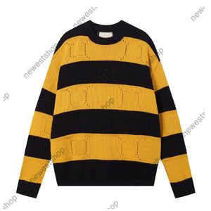 24ss Sonbahar Erkek Plus Boyut Sweaters Tasarımcı Lüks Pullover Sıradan Örme Nakış Çizgili Sarı Kazak Patchwork Erkek Çift Mektup Yün Yünlü Jumper