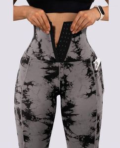 Women's Leggings 2023 Pants Tie Dye Print Tummy Control BuLifting Pocket Design Yoga Skinny Female Sports Trousers Ladies