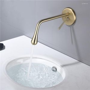 Bathroom Sink Faucets Wall Mounted Single Handle Brass Faucet Original Design Cold Water Basin Mixer With Embedded Box