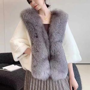 Womens Fur Faux High Quality Mink Jacket Winter Loose Ponchos Baggy Batsleeved Collar Coat Fashion Shawl 230928