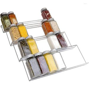 Kitchen Storage Acrylic Drawer Spice Rack Adjustable And Stackable With A Tiered Black Transparent Design For Organizing Jars