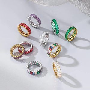 Cluster Rings Stainless Steel Jewelry Simple Fashion Retro Colorful Crystal Engagement For Women Anniversary Gift Items