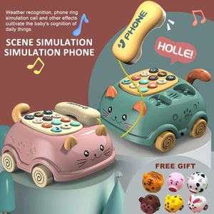 Intelligence toys Baby Educational Learning Toys 0 12 months Montessori Lights Musical Piano Mobile Phone Girl Kids Child Telephone Story Machine 230928