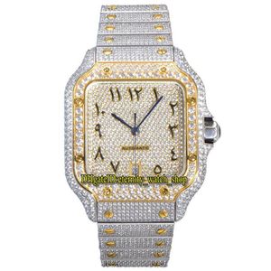 2022 TWF 20006 Paved Diamonds ETA A2824 Automatyczna męska zegarek w pełni losowany Diamentowy Dwucie Gold Gold Dial Szybkie przełącznik B273N