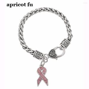 Charm Bracelets Mix Colors Pink Ribbon Cancer Awareness Charms Crystal Bracelet