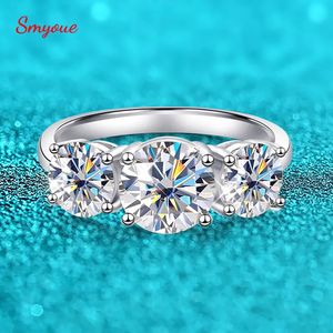 Pierłdy ślubne Smyoue białe złoto 42CT Pierścień dla kobiet Bringling Lab Diamond Band S925 Solid Srebrna Biżuteria Hurtowa 230928