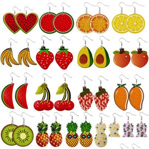 Dangle Chandelier 2021 New Tropical Fruit Earrings Stberry Kiwi Orange Cucumber Dragon Apple Pineapple For Women Jewelry Gift Drop D Dhxvj