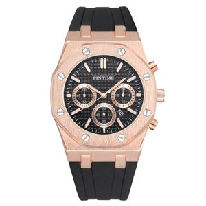 Pintime Silicone Mens Watch Top Brand Luxury Quartz Clock Calender Military Watch Men Sport Wristwatch Relogio Masculino Relojes190q