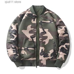 Giacche da uomo 2 lati indossabili Bomber da uomo Camouflage Primavera MA1 Cappotto da volo Giacche da baseball maschili Mens Cargo Top 2023 T231005