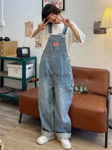 Kvinnors jumpsuits rompers denim Jumpsuits kvinna 2023 full längd kausal byxor casual wide ben byxor koreansk mode rosa etikett söt söt totalt sett för kvinnorl231005