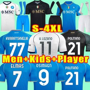 23 24 Napoli Soccer Jerseys Osimhen Insigne 2023 2024 Naples Maglia Mertens Verdi Milik Men Fans Player Player Set Pink Come Child 3XL 4XL Men Kids
