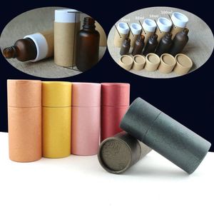 50pcs 10-100ml Oil Bottle Kraft Paper Perfume Packing Box Tube Package Case Dropper Bottle Round Cardboard Gift Box for Festival2566