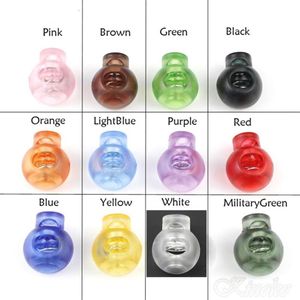 100pcs lot 18x15mm Cord Lock Round Ball Colorful Stopper Toggle Clip Transparent Clear Frost Shoe Lace Outdoor Backpack Bag Parts212P