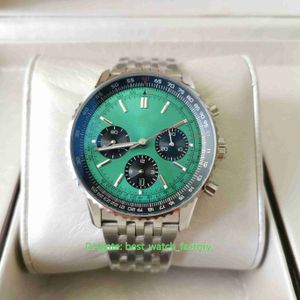 BLS Factory Mens Watch Melhor Qualidade 43mm Navitimer B01 Cronógrafo 43 Mostrador Verde Relógios de Vidro Safira CAL.01 Movimento Mecânico Automático Masculino Relógios de Pulso