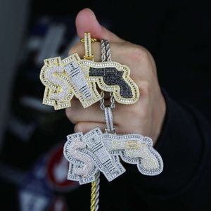 Wholesale 925 Sterling Silver VVS Diamond Mossinate Luxury Iced Out Hip Hop Jewelry Custom dollar plug gun money Pendant