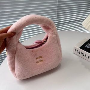 lyxig handväska väska underarm vinter teddy hobo kvinnor män tote crossbody väska axel tote bohos godis flicka tote hink väskor svart rosa ullväska