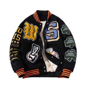 Homens para baixo parkas apliques hip hop streetwear acolchoado bomer jaqueta moda masculina outerwear casaco de beisebol outono inverno roupas y2k harajuku 231005