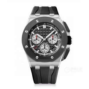 HJD Luxury Men's Quartz A Mechanical Watches 44mm Ceramic Dial Stainless Steel Case Gummi Strap Sapphire Mekanisk Luminous292q