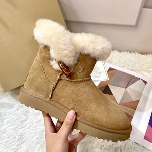 Australie Ultra Mini Platform Boots Designer Womens Fluffy Australian Boot Real Leather Thick Bottom Ankle Fur Bottes Furry Cowoy Winter Shoes With box35-40