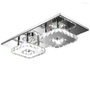 Chandeliers Ceiling Light 24W Chandelier Crystal Dual-head Flush Mount Lamp Rectangle LED Modern For Living Room Aisle Fixtures