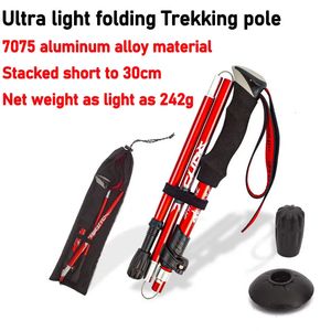 Trekking kutupları kutup katlama alüminyum alaşım ultra açık kısa teleskopik kamışı açık yürüyüş batonu 231005