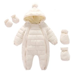 Down Coat Born Baby Jumpsuit Hooded Plus Velvet Warm Baby Boys Snowsuit Toddler Snow Suit Baby Girl Cotton Overalls Rompers 231005