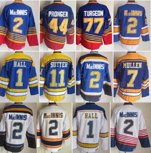 Erkekler Retro Hokey 2 Al Macinnis Jersey 1 Glenn Hall 7 Joe Mullen 11 Brian Sutter 44 Chris Pronger 77 Pierre Turgeon 16 Brett Hull Tony Twist 1995 1996 Vintage Classic CCM