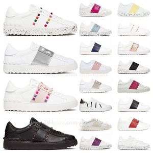 Valentinstag Open Sneakers Casual Schuh Canvas Schuhe schwarz weiße Marineblau Silber Nieten Italien Ladies Low-Top-Loafers Patchwork Classic berühmte Männer Damen Trainer US12