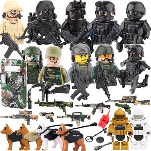 Christmas Toy Supplies Military Building Blocks Solider Figures Gifts Toys Weapons Guns Special Force SWAT Dog Vest Helmet Explosion Proof Clothing MOC 231005