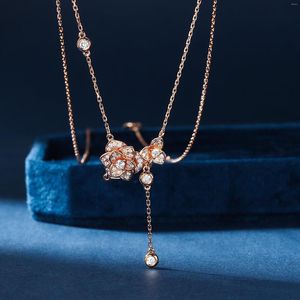 Chains FIY2023 Nature White Diamonds Necklaces Solid 18K Gold 0.200ct Pendants For Birthday's Presents