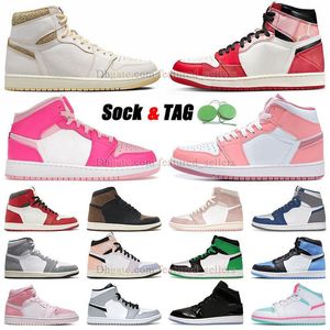 2023 new jumpman 1 basketball shoes authentic 1s high og spider verse craft vibration of naija cross wash black lucky green mid fierce pink valentines day j1 sneakers