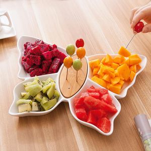 Plates Fruit Plate Home Simple Ceramic Japanese Style Grid Melon Seed Dried Snack LB031209
