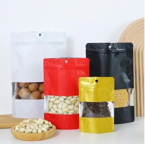 Colorful Purple Aluminum Foil Mylar Bag Food Storage Bags Hang Hole Black White Self seal Stand Up Pouch Bag With Window