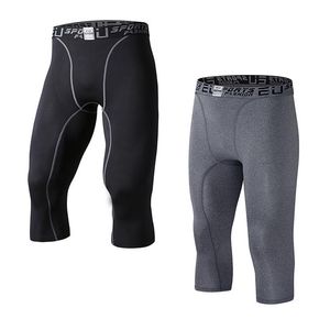 Calça capri de compressão masculina da UE, camada base, meia-calça 3 4 calças capri274c