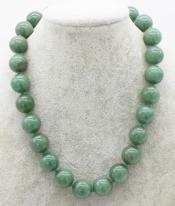 Pendant Necklaces green jade round 14-18mm necklace 17inch wholesale beads nature FPPJ woman 231005