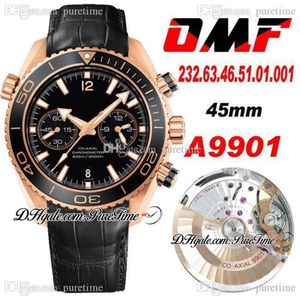 OMF Cal A9901 Cronografo automatico Orologio da uomo Oro rosa Lunetta nera lucida e quadrante 232 63 46 51 01 001 Super Edition Nero Bal203l