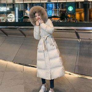 Frauen Trenchcoats Daunenjacke Lange 2023 Weiße Ente Winter Verdickter Bund Koreanische Version Slim Fitting Knielange Coa