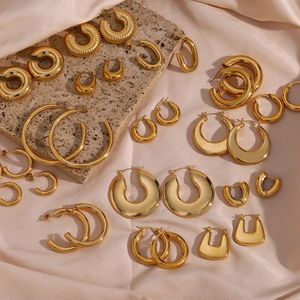 Обруч Huggie DOREMI Легкие массивные открытые обручи с покрытием из 14-каратного золота | Золотые женские серьги-кольца 231005