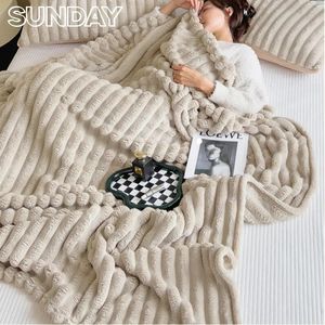 Battaniye lüks yapay kürk atma battaniye sıcak kış peluş yatak yumuşak kabarık kanepe kapak ev dekor 200x230cm kraliçe 230928