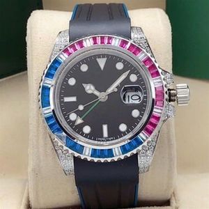 Moda masculina relógios de diamante diâmetro 40mm fita masculina relógios mecânicos automáticos super luminoso trans278o