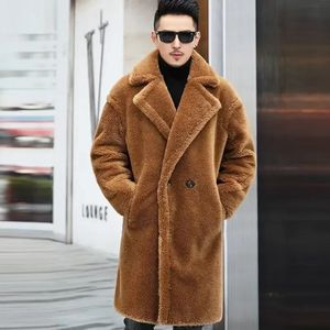 Homens para baixo parkas pele quente longo jaqueta 2023 inverno neve usar casaco roupas engrossar jaquetas de lã 231005