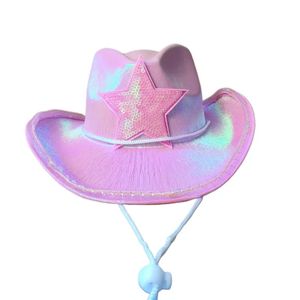 Stingy Brim Hats Shinning Sequins Star Pattern Fedora for Adult Thick Cowboy Casual 231005