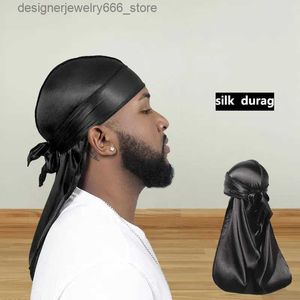 Headwear Hair Accessories Long Tail Unisex Adult Satin Doo Rag Durag Bandanas Cap Pirate Hat Turban Men Hip Hop Headband Biker Headwrap Women Headwear Q231005