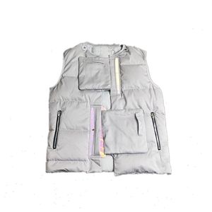 Gilet in piumino ispessito in autunno e inverno Cappotto termico stretto di marca di moda Bianco Multi Pocket254V