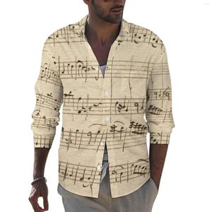 Camicie casual da uomo Camicia musicale Nota maschile Canzone Autunno Y2K Camicette personalizzate Manica lunga Abiti oversize vintage Regalo di compleanno