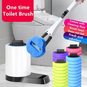 Toilet Brushes Holders Disposable Toilet Brush Set No Dead Corners Household Bathroom Toilet Scrubbing Floor Artifact Cleaning Brush Long Handle 230926