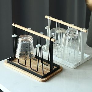 Kitchen Storage Utensils Wrought Iron Cup Holder Creative Household Drain Shelf For Rack Hanging Drainer