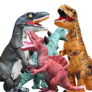 Mascot Costumes Jurassic Dinosaur Tyrannosaurus Velociraptor Stegosaurus Spinosaurus Cartoon Animal Iatable Costume Halloween Onesie