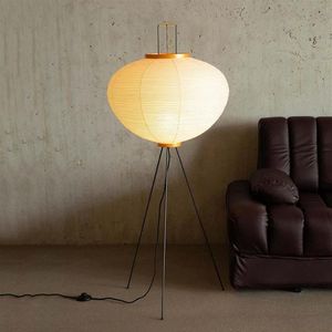 Floor Lamps Modern Japanese Rice Paper Lamp Tripod Iron Black Lights Led For Living Room Study Bedroom Corner Stand267P